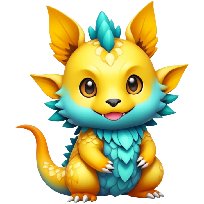 Exotic colorful chibi Fakémon-creature emoji