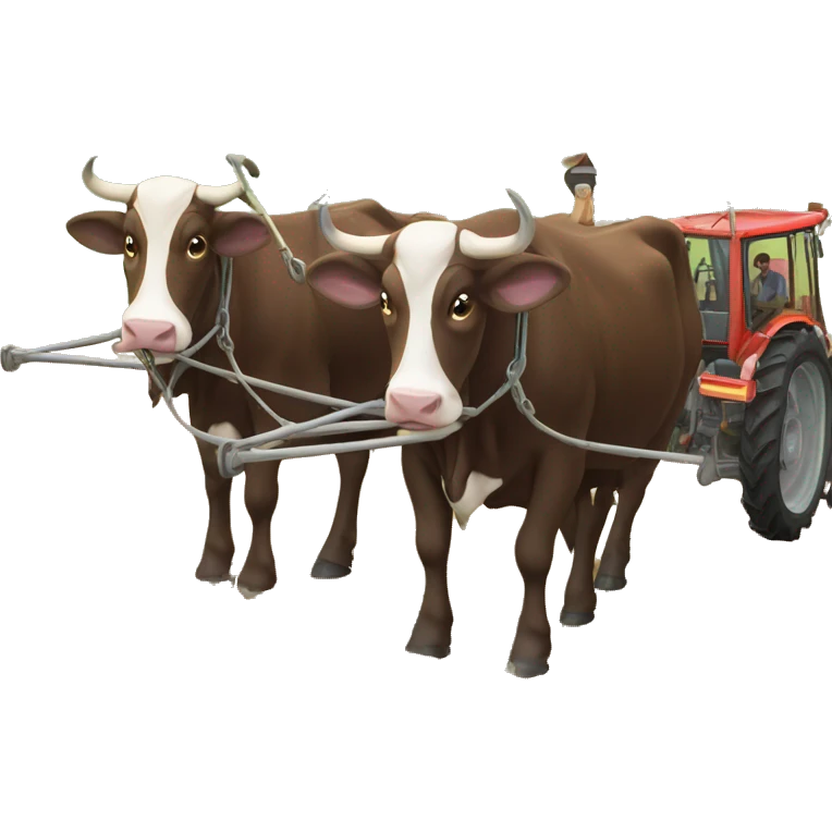pair of oxen pulling farm plough emoji