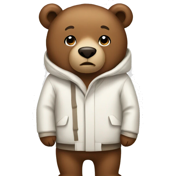 Brown bear wearing warm white coat emoji