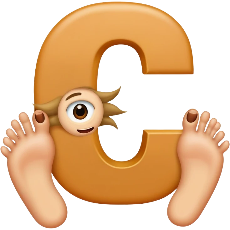 Una letra c y cabello manos y pies ojos una boca emoji