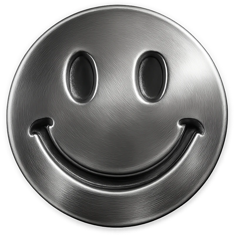 smiley face with shiny metallic look emoji