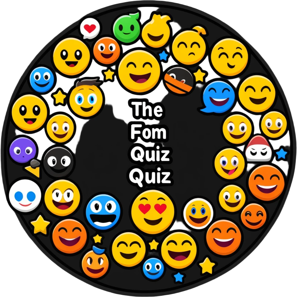 An animated sticker-style title for "The Emoji Movie Quiz" with popular emoji characters and quiz elements emoji