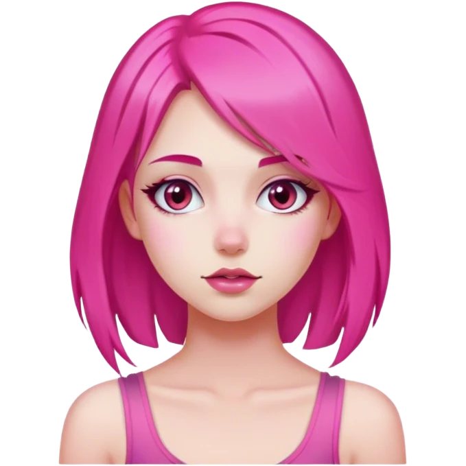Girl with shoulder length hot pink hair emoji