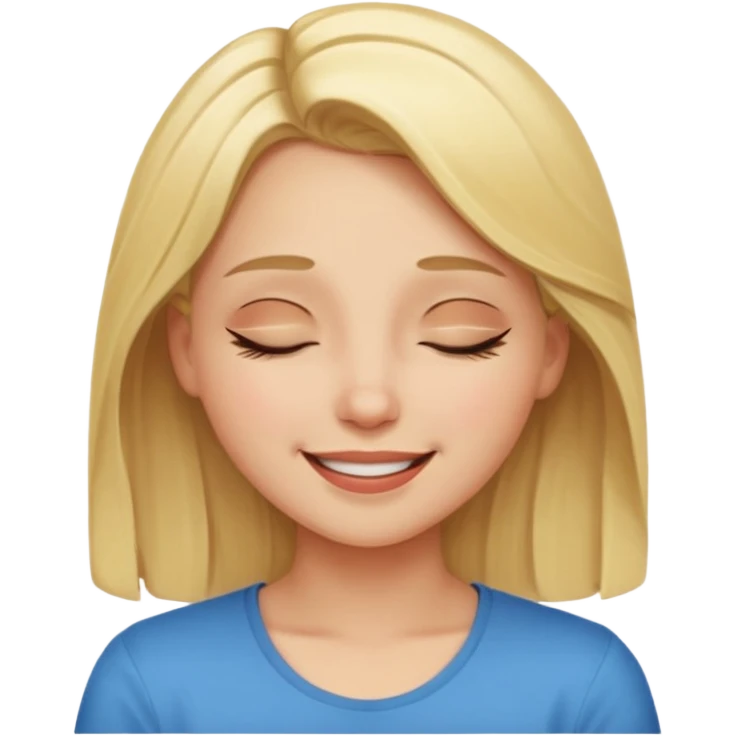 Happy blonde girl with eyes closed and mouth smiling emoji