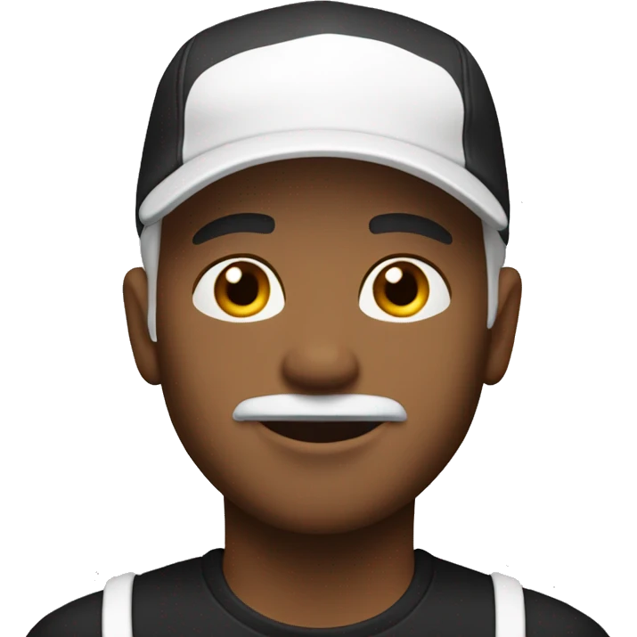 man with white cap, bright skin tone, black t-shirt emoji