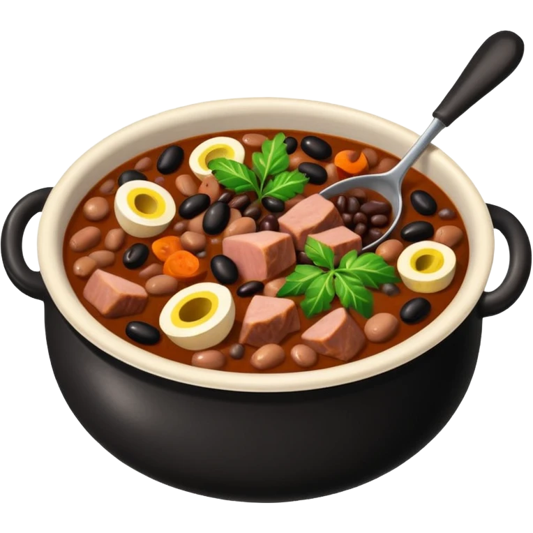Feijoada prato típico brasileiro , com feijões pretos pequenos carne de porco e etc emoji