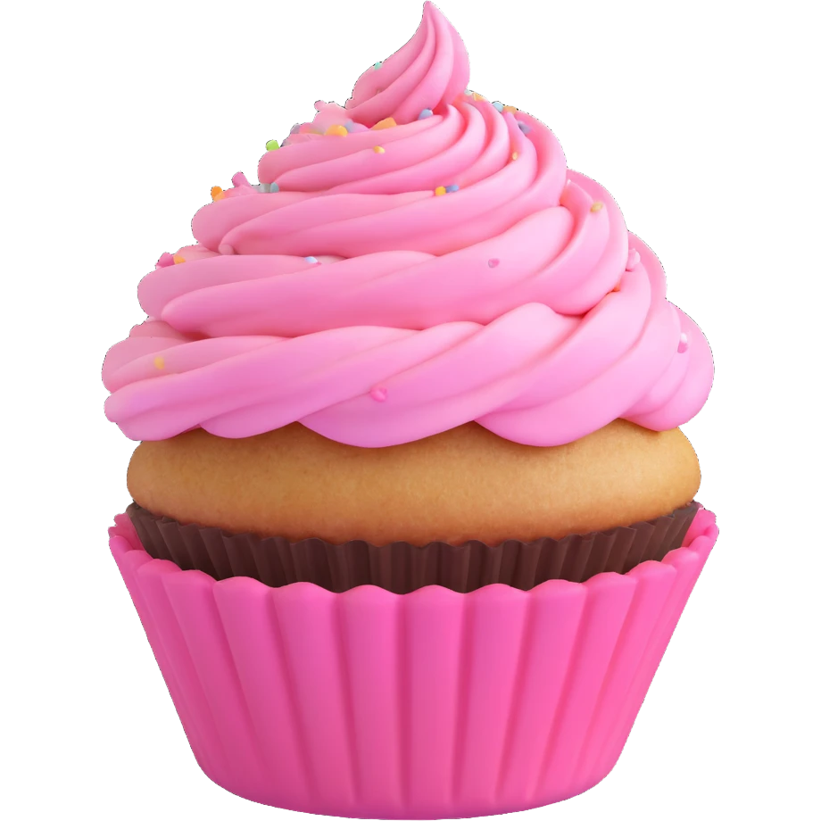 cupcake with pink icing, 3d cute style emoji