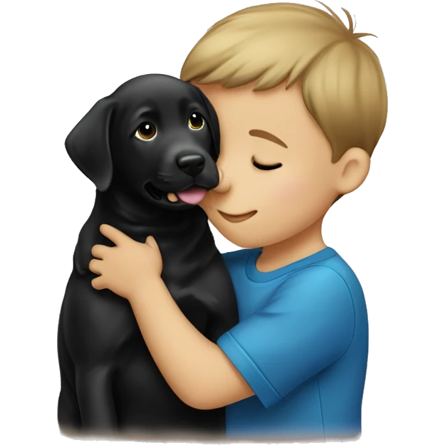 14 week old black Labrador puppy that is kissing a 4 year old boy  emoji