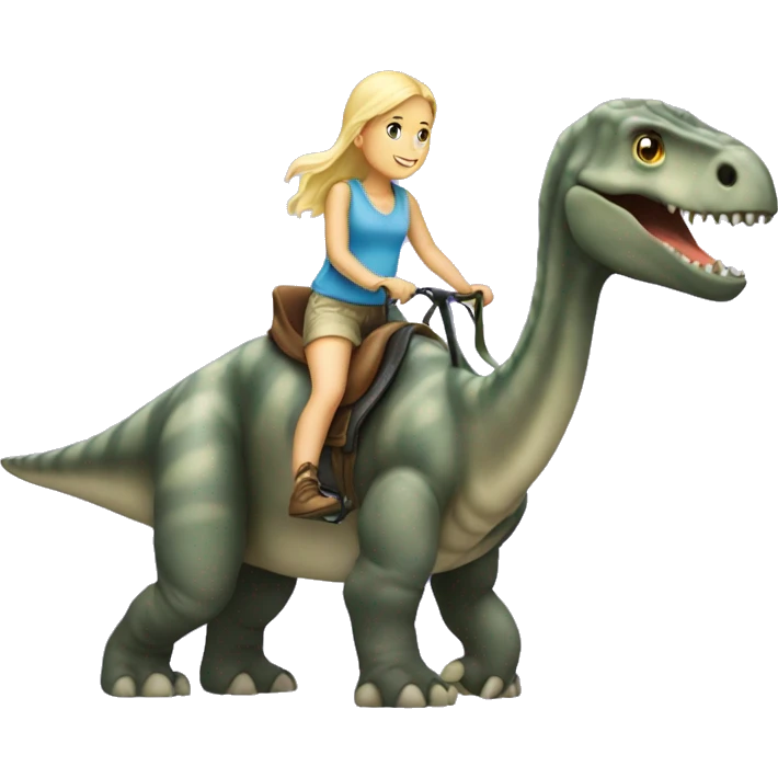 Blonde girl riding Brachiosaurus emoji