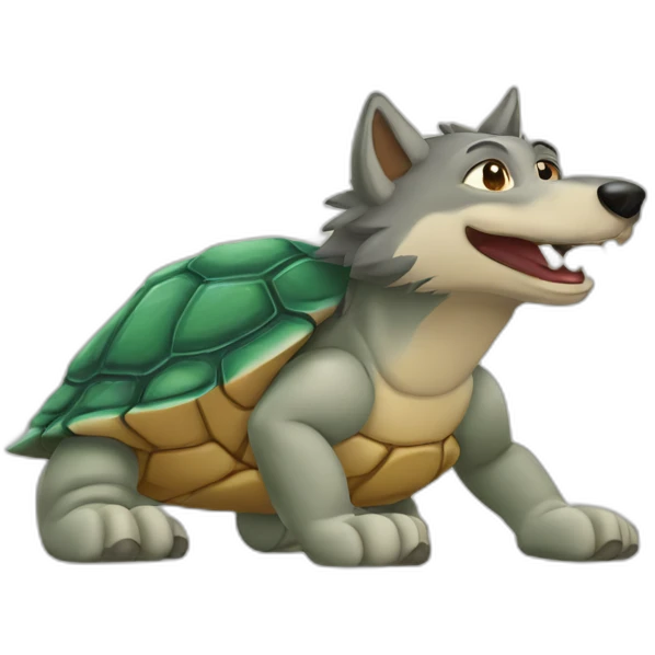 Loup sur une tortue emoji