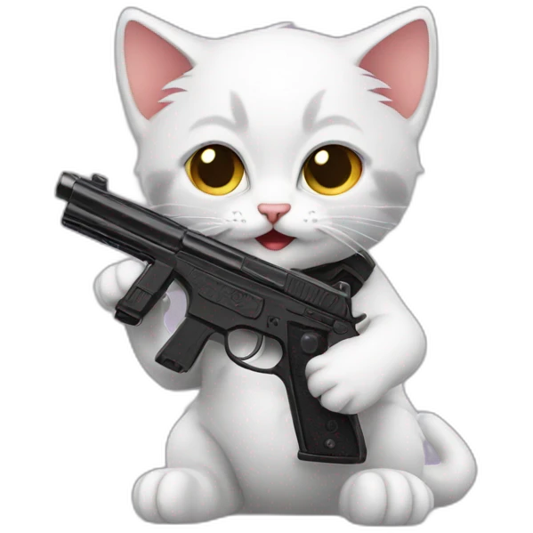 Kitten with a gun emoji