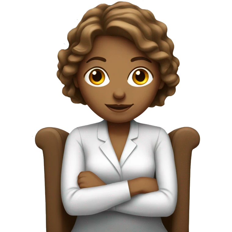 white-glass-woman-brown-hair-sitting-chair emoji