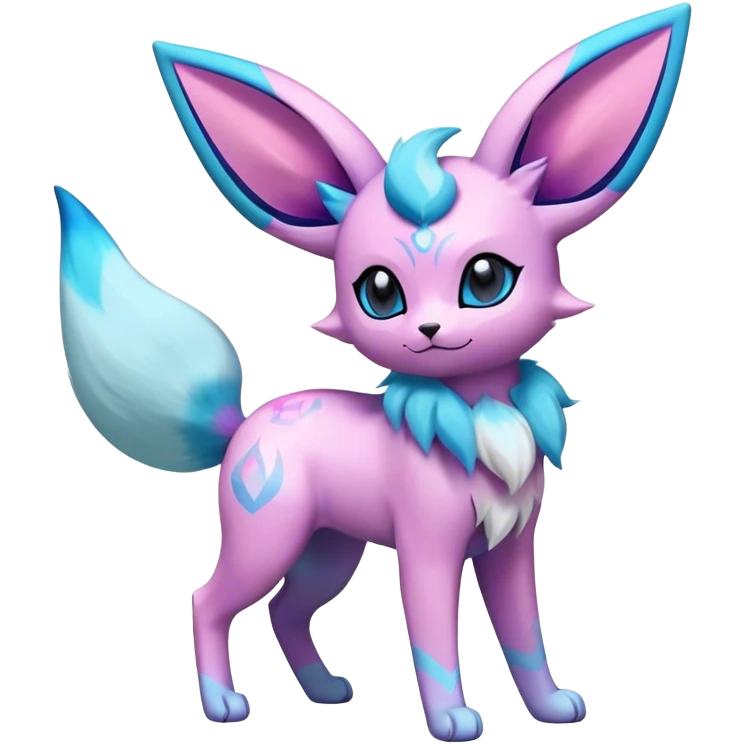 Futuristic Fluffy Celestial Magical Ethereal Glaceon-Espeon-Sylveon-Umbreon-hybrid, full bod emoji
