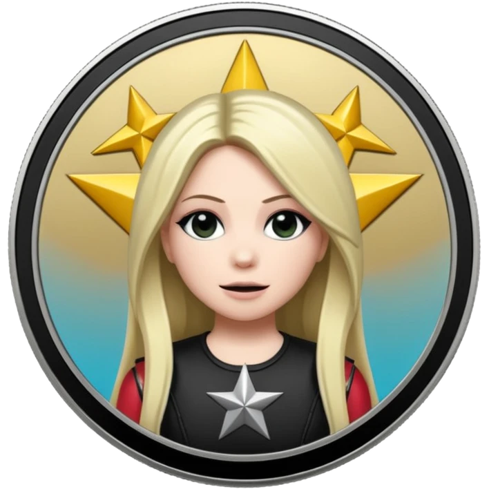 Avril Lavigne's black star silver coin emoji