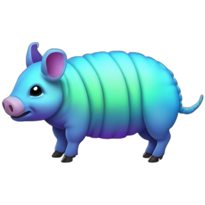 Iridescent cyan purple gradient pig armadillo cow centipede insect with star markings emoji