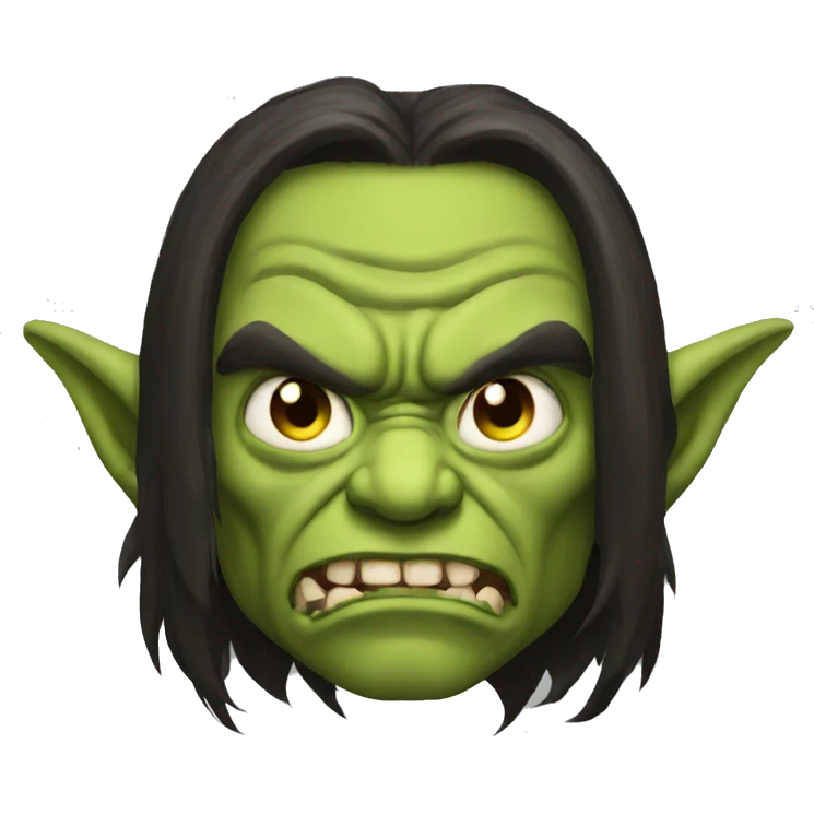 goblin dark long hair angry emoji