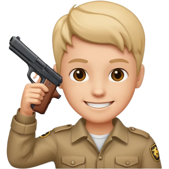 emoji pointing gun to own head while smiling  emoji