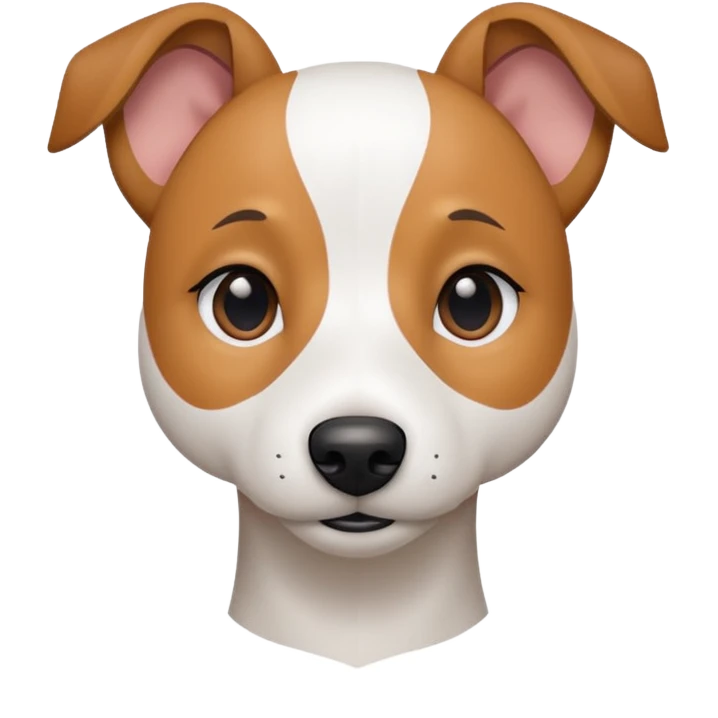 a fully white jack russell the size of a kelpie with floppy ears and a half white face emoji
