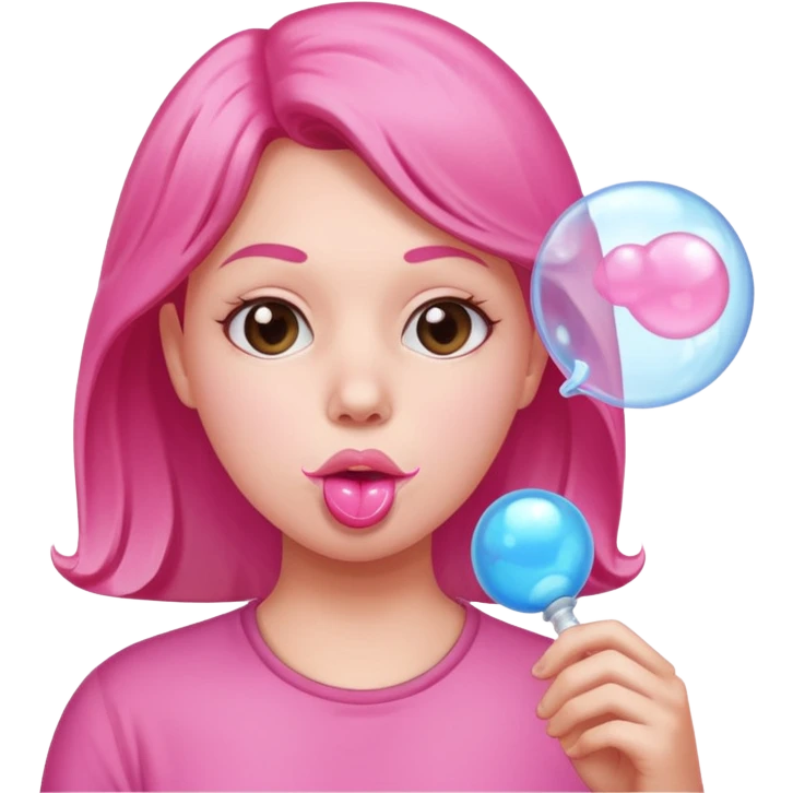 a person who blows gum bubble emoji