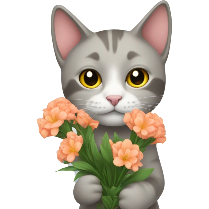Cat holding flowers emoji