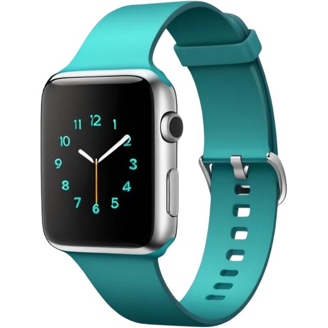 a teal fitbit band and an black apple watch lying flat in the style of an ios emoji  emoji