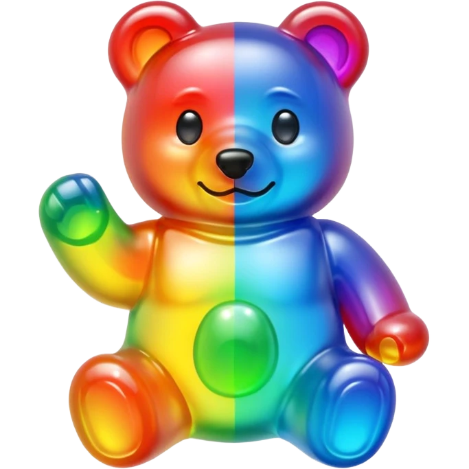 Rainbow Gummybear holding a discord server boost icon emoji