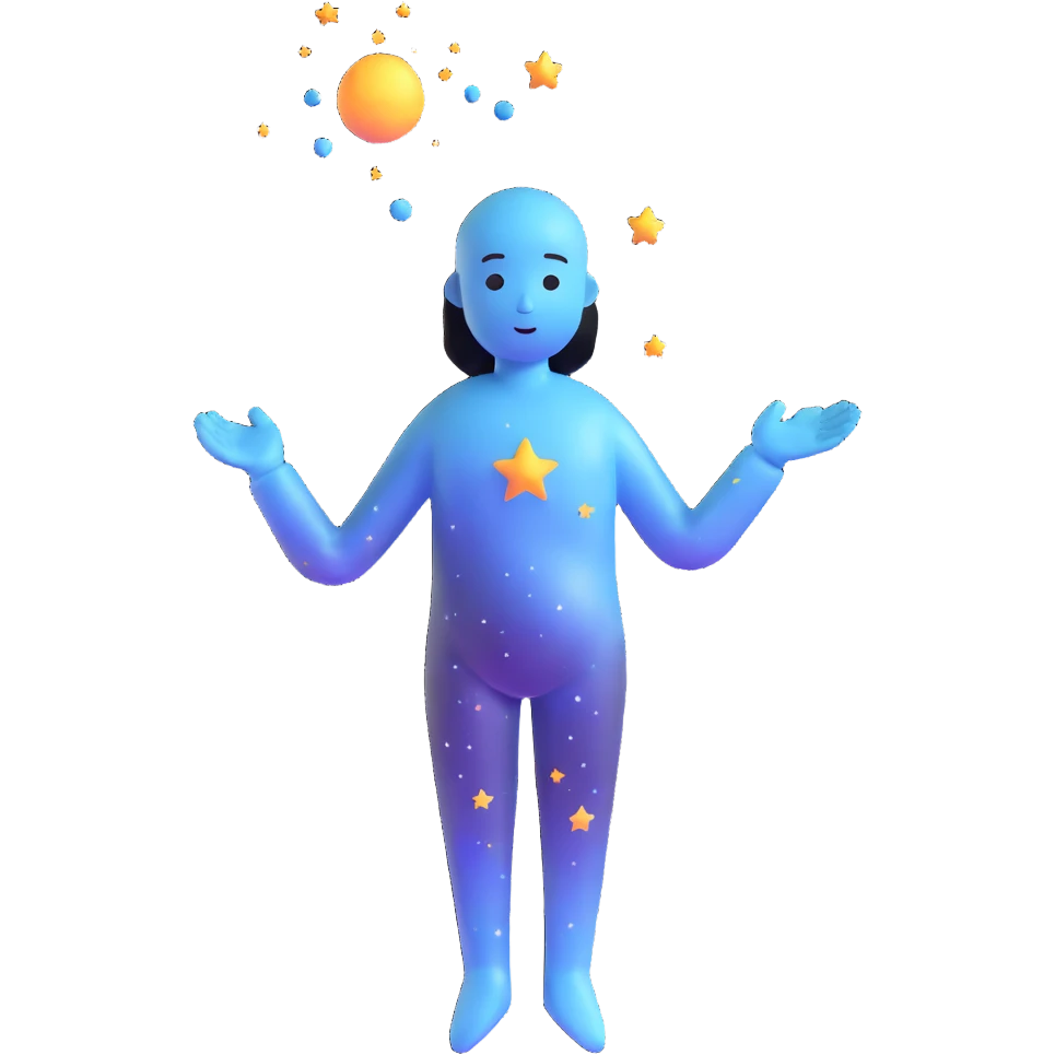 celestial being with universe inside its translucent body emoji