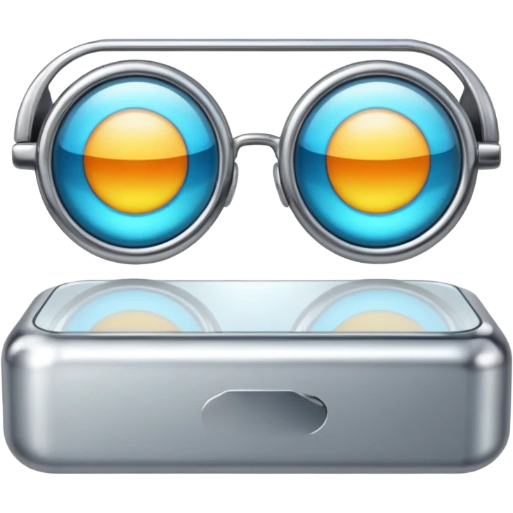 a counter with glasses and futurist emoji