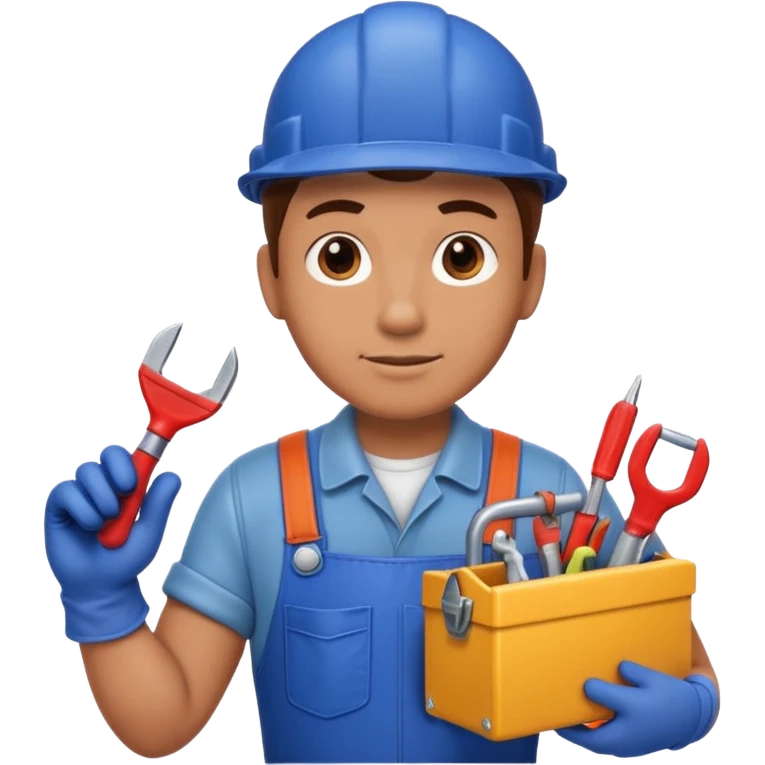Plumber + toolbox + gloves, Repair Crew. emoji
