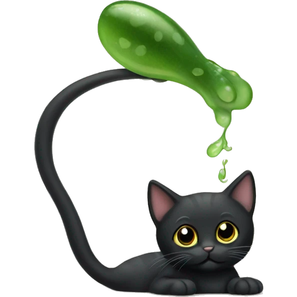 black cat kitten with tadpole tail emoji