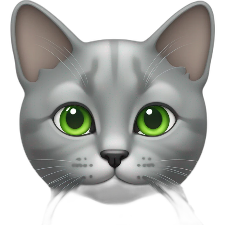 Un chat gris avec les yeux vert emoji