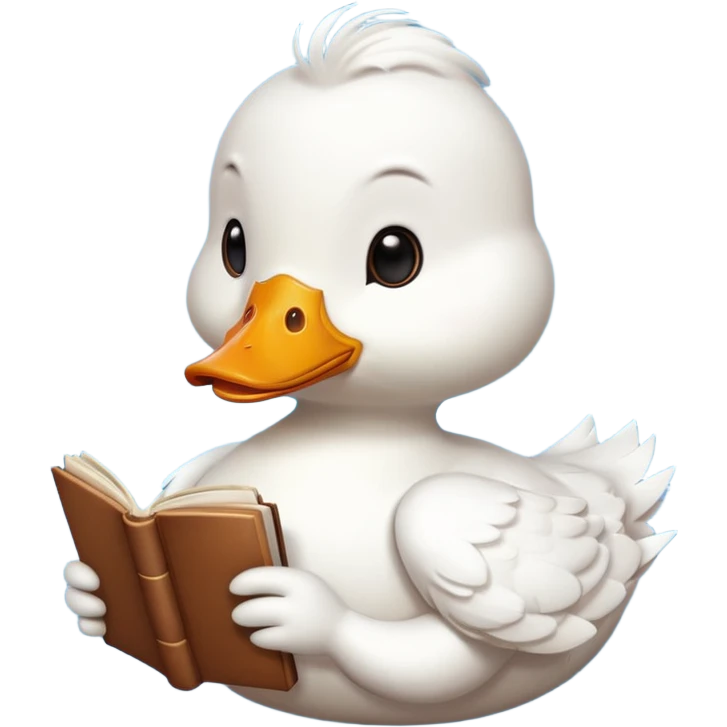 white duck holding book emoji