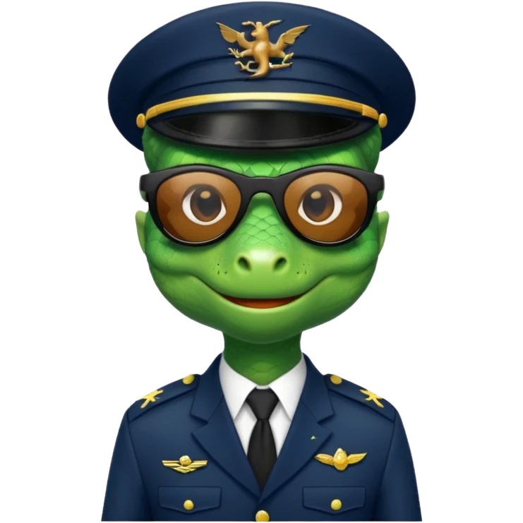 Lizard in navy uniform with  black sunglasses. emoji