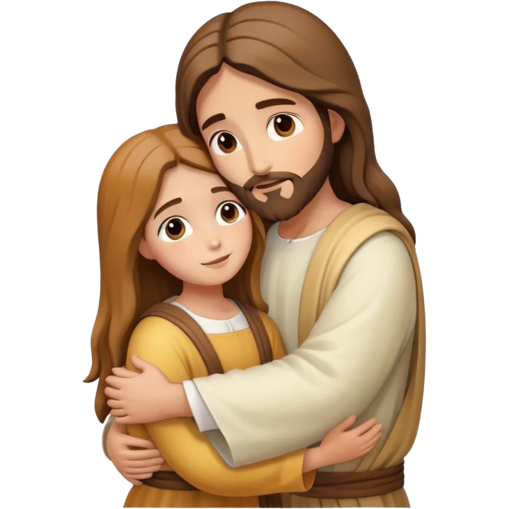 Jesus hugs a girl emoji
