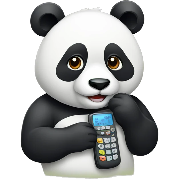 Oso panda con un teléfono emoji
