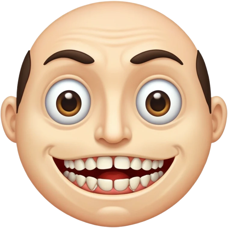 a man with extremely wide eyes and an impossibly large mouth full of countless teeth emoji