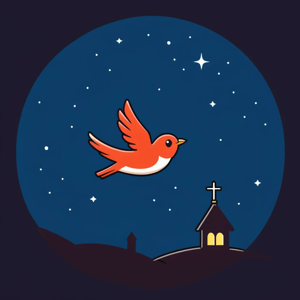 a nightingale bird flying against a dark starry night sky emoji