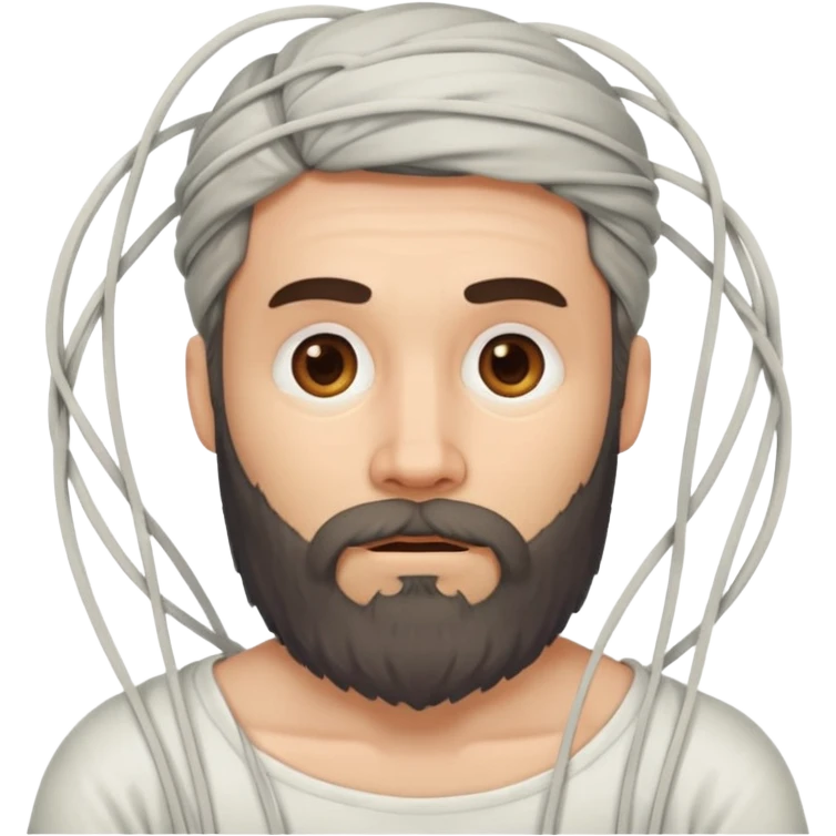 Bearded man tangled in strings emoji