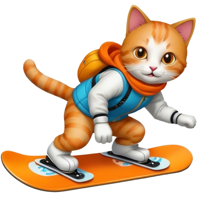 Cat snowboarding emoji