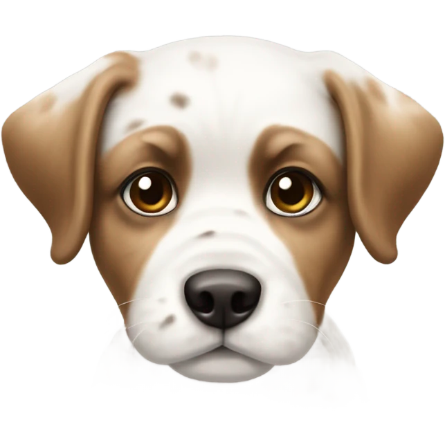 a white shittzu puppy with brown spots emoji