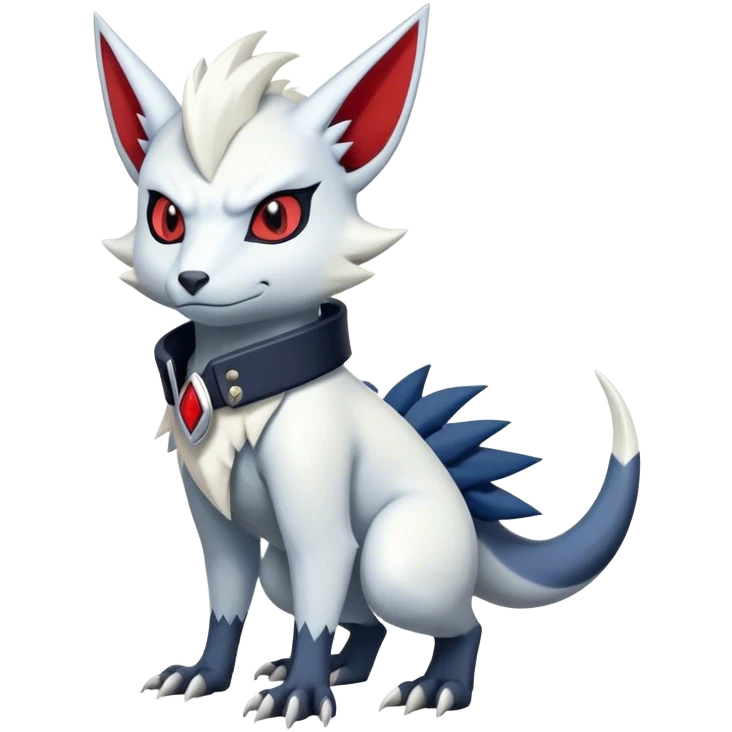 Cool Edgy Nargacuga-Absol-Zangoose-Sneasel-Quilava with a collar on, full body emoji
