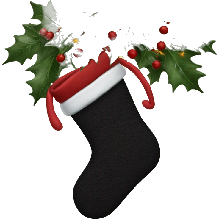 Black and dark red christmas stockings emoji
