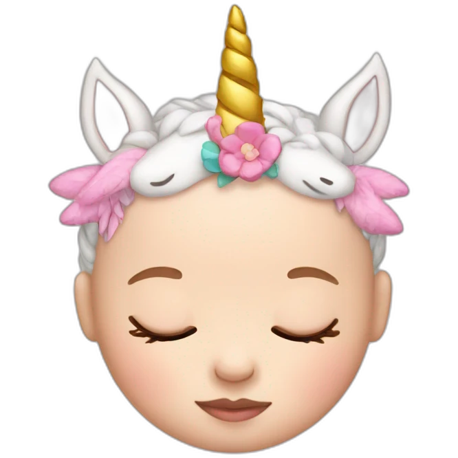 Sleeping white Newborn with unicorn headband emoji