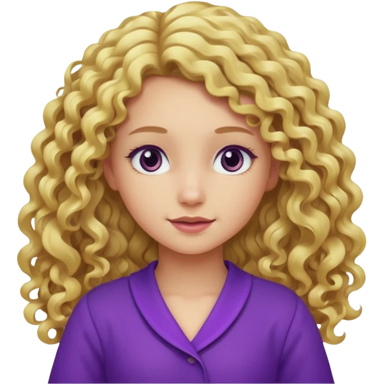 A blonde long cute curly hair make a really everything purple emoji
