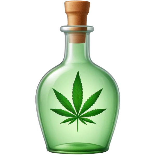 curved glass bottle with a cannabis leaf on it emoji