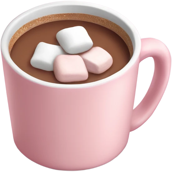 Light Pink mug of hot chocolate with marshmallows  emoji