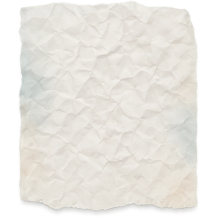 crumpled paper torn edge with faded watercolor shadows, transparent background, no face, no hands, no legs, no characters emoji