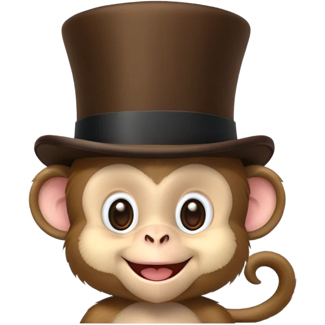 Cute baby monkey with top hat emoji