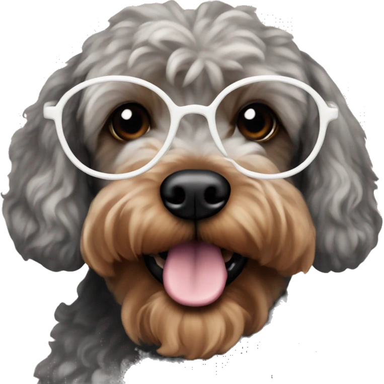 Cockerpoo with glasses  emoji