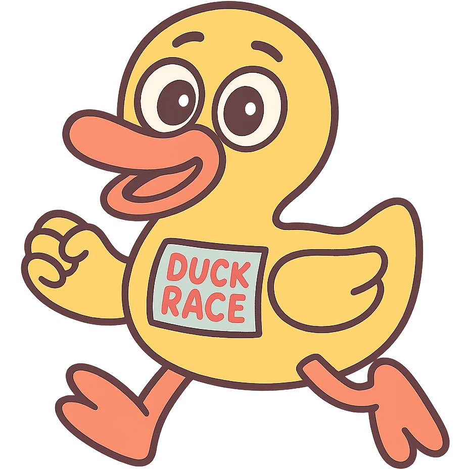 cartoon duck with big eyes for a duck race in pastel toon style emoji